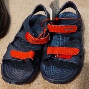 Crocs sandals blue / red Velcro closure Toddler Size 9